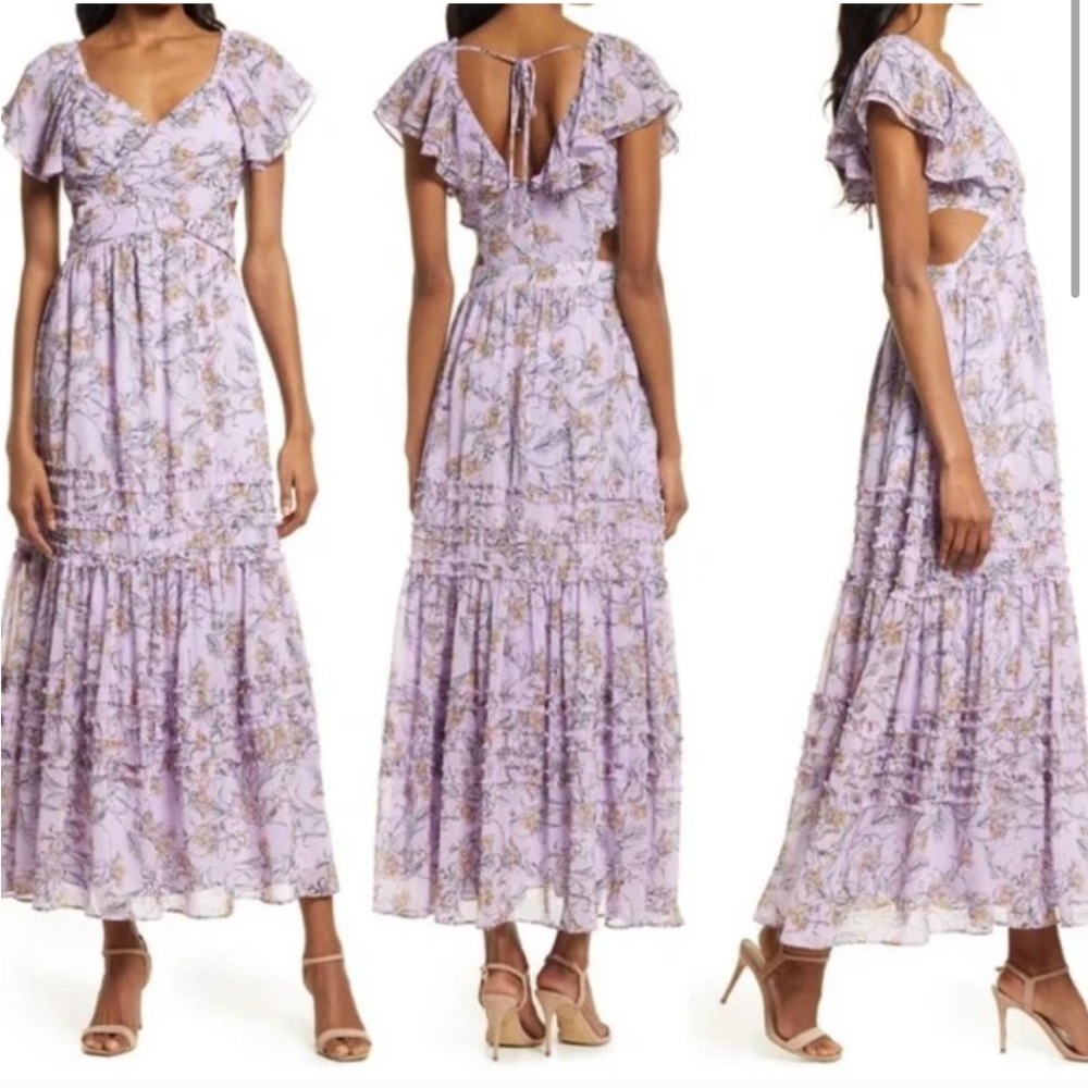 Chelsea28. Floral Lavender Maxi Dress. Size:XS